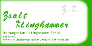 zsolt klinghammer business card